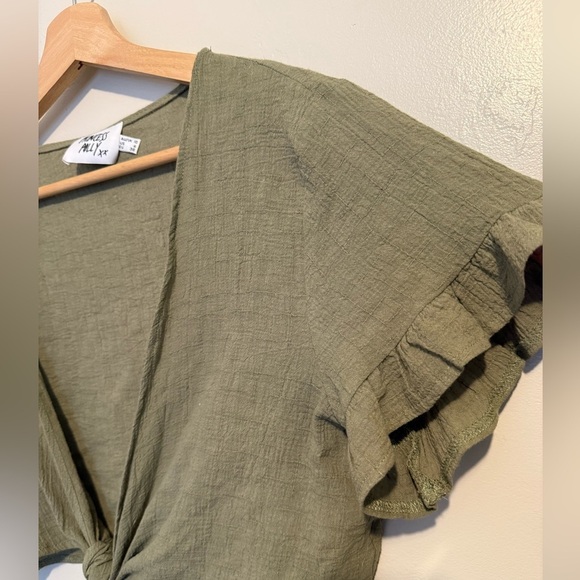 Princess Polly Honey Honey Olive Green Crossover Crop Top Size 6 Boho Vacation - Picture 4 of 13